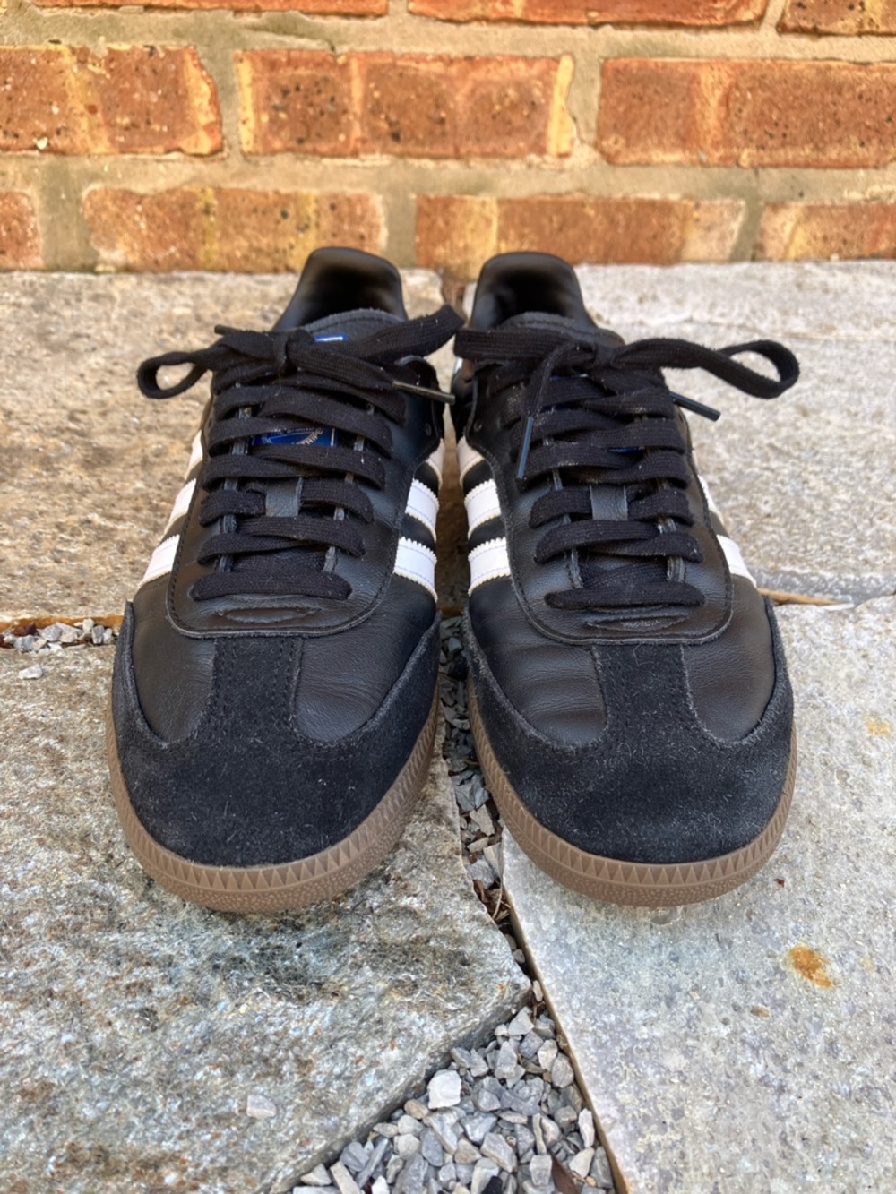 adidas Samba OG Black with White Stripes and Brown Gum Sole - Picture 4 of 17